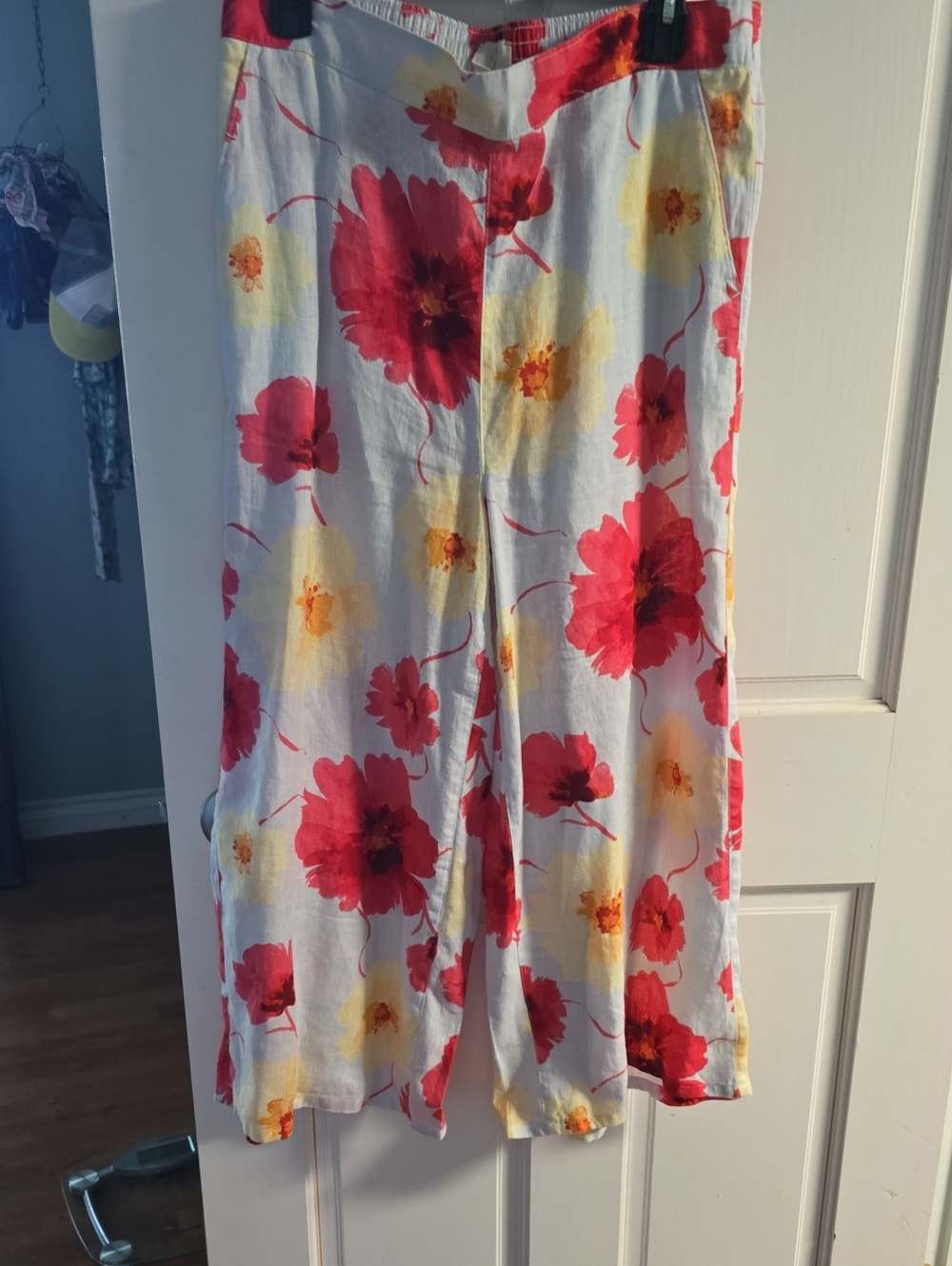 Joie White A-Line Skirt with Red and Yellow Floral Print
